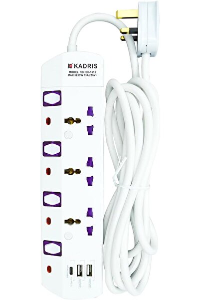 Kadris S541 2 USB 2.1A Power Strips Heavy Duty Extension Cord with 3 Way sock...