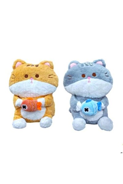 GENERAL Stuffed Cat Doll Holding a Fish