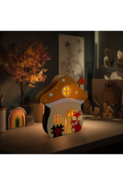 Alista Home Φωτιζόμενη διακόσμηση LED, σπιτάκι μανιτάρι με αλεπού, 15x16x5 εκ...