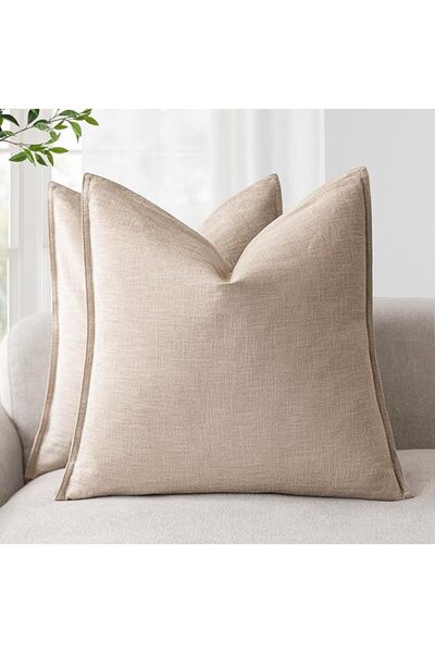 Foindtower Pack of 2, Decorative Linen Soild Throw Pillow Covers Soft Accent ...