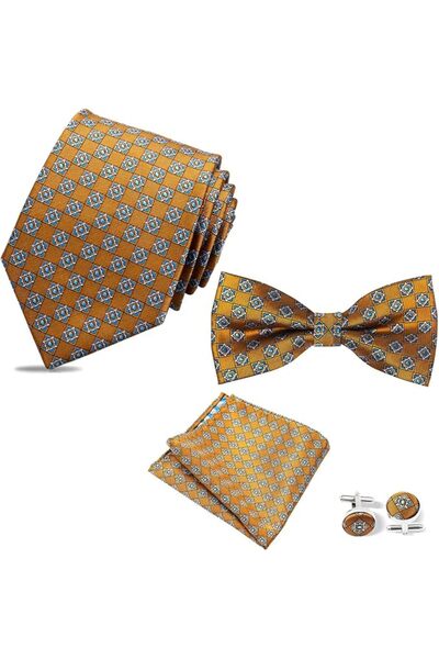 GENERAL [5 in 1] Men's Pretied Bow Ties Paisley Floral Stripe Bow Tie, Pocket...