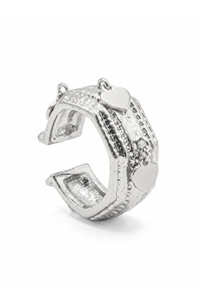 lissstudio Silver Köşeli Dokulu Pullu Kıkırdak Küpesi (Earcuff)