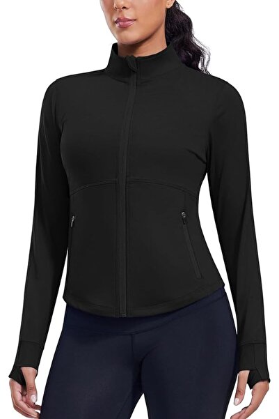 GENERAL PINSPARK Women's Cropped Workout Jacket Lightweight Full Zip Running ...