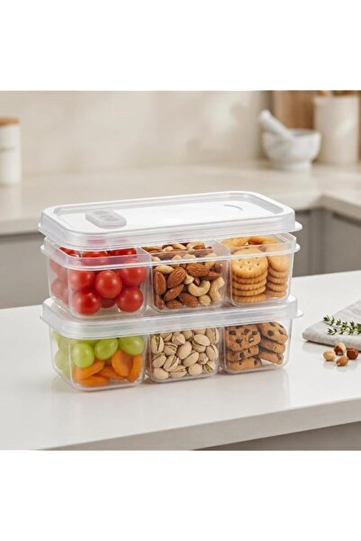 Generic Storage Containers 2 Pack Set with Compartments, Travel Snack Boxes w...