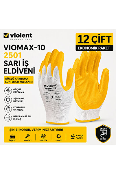 VIOMAX-10 2501 Sarı İş Eldiveni 12 Çift