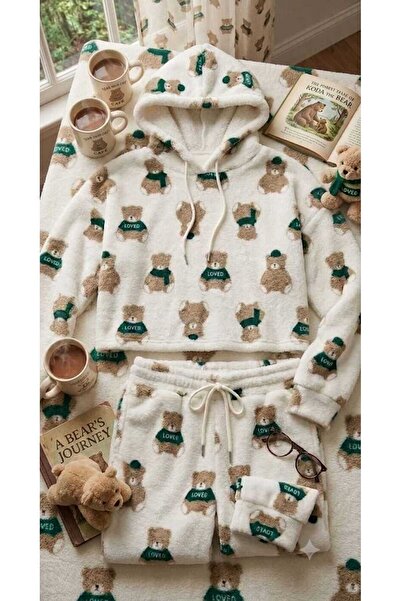 PEMBİŞ HOMEWEAR Supersoft Hooded Fleece Pajama Set