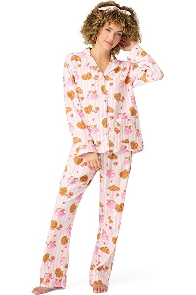 PJ Salvage Women's Flannel Long-Sleeve Top, Pant and Headband 3-Piece Pajama Set