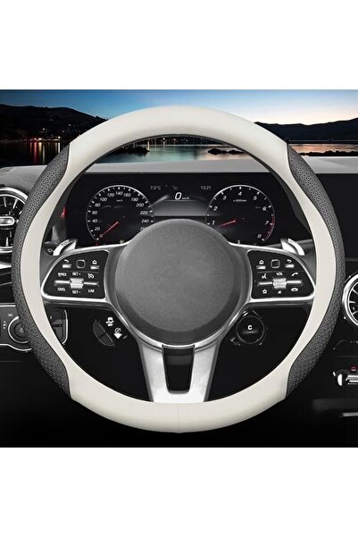 Bukela Leather Car Steering Wheel Cover, Universal Fit 15 Inch Anti-Slip Whee...