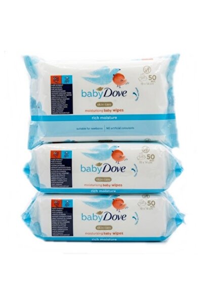 Dove Set de 3 x șervețele umede Baby Rich Moisture, 150 bucăți, 19 x 14 cm