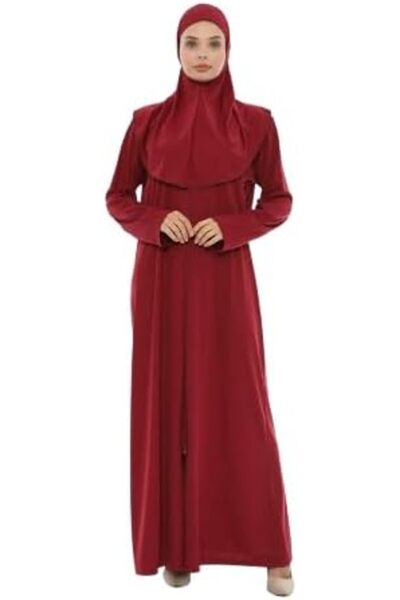 elanesa Women's Prayer Abaya with Zipper and Headscarf Full Length Modest Mus...