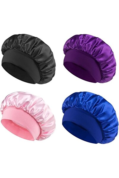 Bukela Satin Bonnet Hair Bonnet for Sleeping 4 Pack Bonnets for Black Women w...