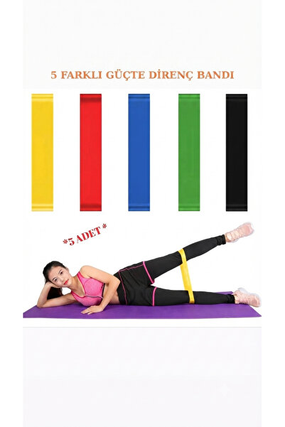 HGROUP 5'li Profesyonel Egzersiz Direnç Lastiği Seti - Pilates, Fitness, Kas ...