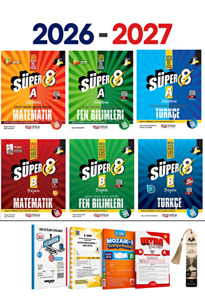 Nitelik Yayınları 8. Sınıf LGS Süper Matematik Fen Bilimleri Türkçe A B Süper...