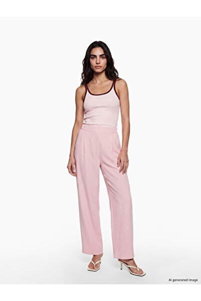 LC Waikiki Rmz Gi̇yi̇m Farkiyla Linen Blend Pleated Women's Trousers