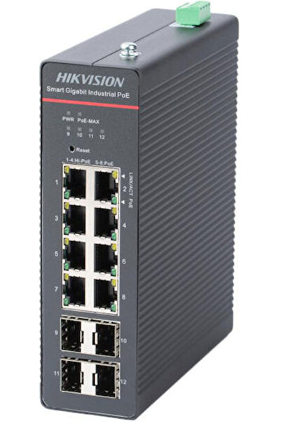 Hikvision DS-3T1512HP-SI-8P4F/NPU Διαχειριζόμενος διακόπτης PoE++ με 8 θύρες ...