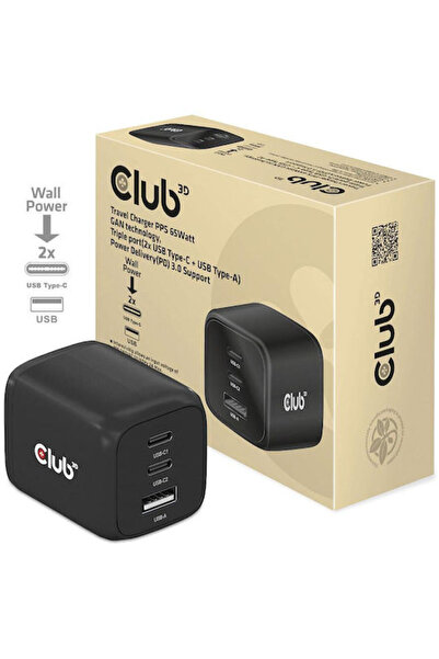 Other Ασύρματος Φορτιστής Club3D GaN με Θύρα USB-A και 2 Θύρες Εξόδου USB-C, ...