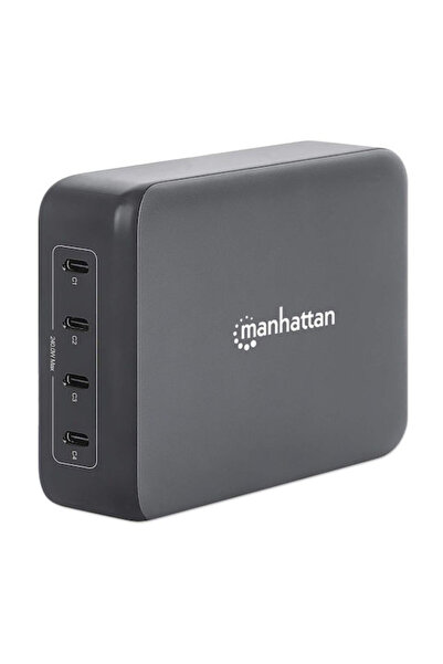 MANHATTAN Βάση Φόρτισης GaN με 4 Θύρες USB-C, Παροχή Ισχύος 240W, σε Μαύρο χρ...