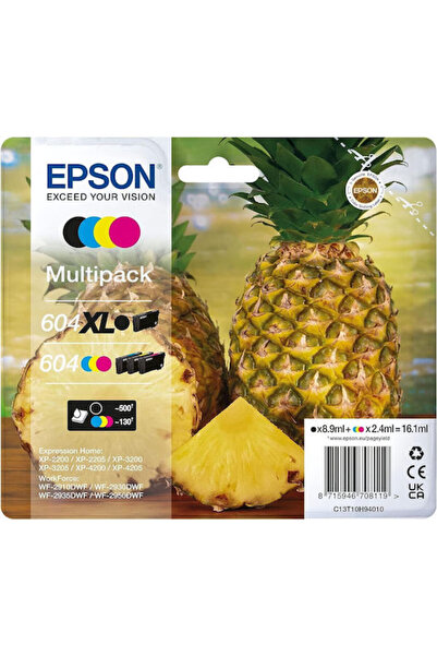 EPSON 604XL Γνήσιο Πακέτο 4 Τεμαχίων Μελάνια για Εκτυπωτές InkJet Κίτρινο / Κ...