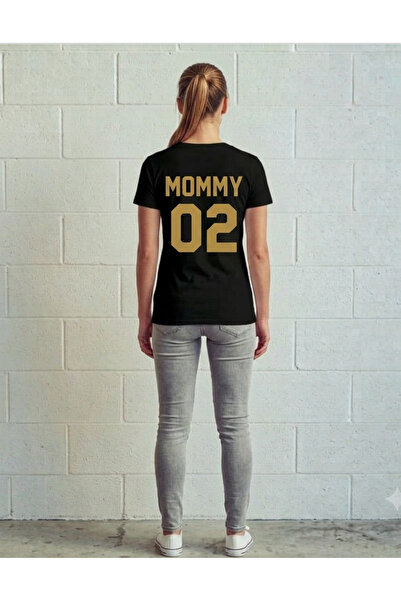 TİMİSİVA Family Matching Black Printed T-Shirt Set - Daddy 01, Mommy 02, Kid ...