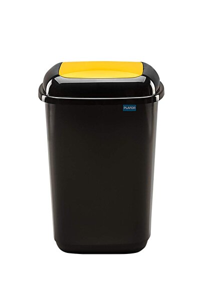 PLAFOR Cos Plastic Reciclare Selectiva, Capacitate 45L, Quatro - Negru Cu Cap...