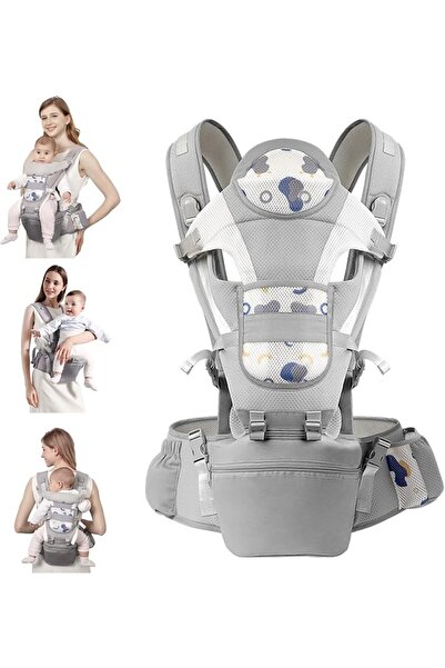 Stanew Mesh Baby Carrier with Hip Seat & Head Hood & Storage Bag, Breathable ...
