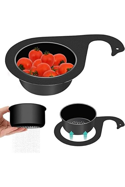 Tazweeq Black Stainless Steel Sink Drain Strainer Basket, Multifunction Hangi...