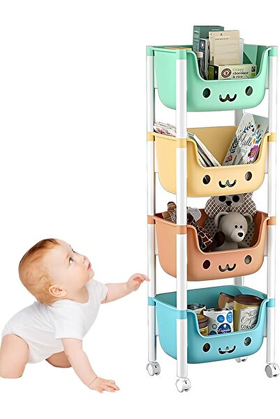UANDME Uand home 4-Tier Kid Toy Storage Organizers Bin with Wheels,Kids Stora...