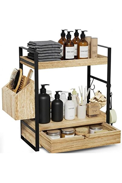 LENND Bamboo Drawer Organizer, Kitchen Utensil Tray & Silverware Holder, Stac...
