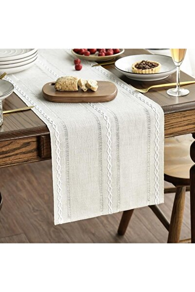 Artoid Mode Latte Beige Rustic Cotton Blend Table Runner, 13x72 Inch Seasonal...