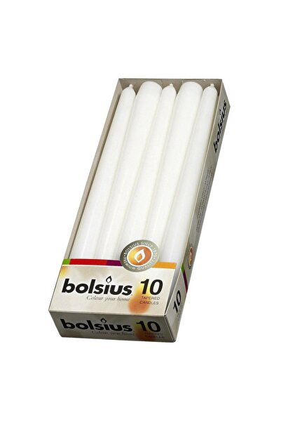 Bolsius Lumanare Conica Alba, 10 Bucati