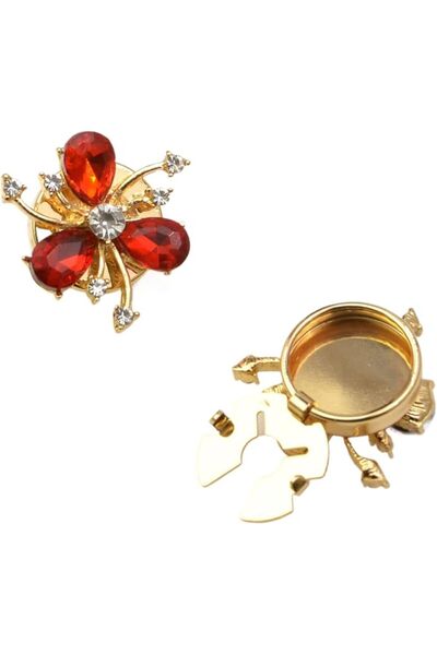 GENERAL 4 Pieces Rhinestone Shirt Button Covers Decorative Flower Cufflinks S...