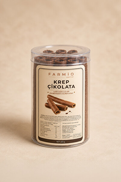 FARMİO Krep Çikolata 220gr - Çikolata Kaplı Çıtır Rulo Krep Katları