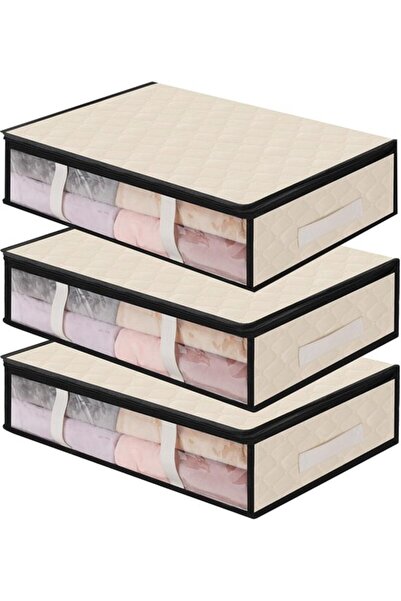Morvena Picks Set 3 bucăți, bej, 60x45x15 cm, pliabil sub pat, și set de pung...