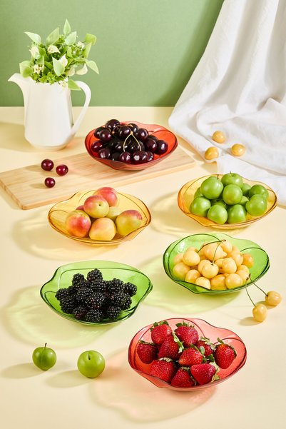 Lora Bianca Mela 6-piece clear glass apple-shaped snack/fruit/appetizer bowl set
