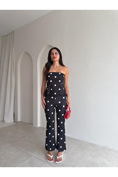 Mooi Butik SWETRA بذلة منقطة 3681 - أسود