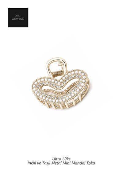 Weweus Heart Pearl and Stone Metal Luxury Latch Buckle