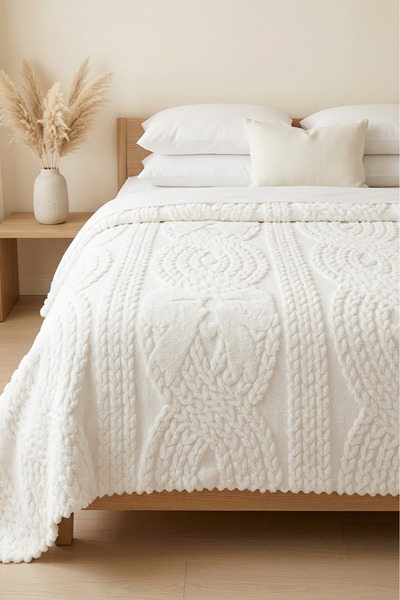 Decomia Home Wellsoft Soft Self-Flocking Patterned Embossed Double Blanket Be...