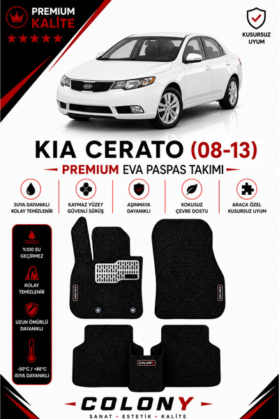 COLONY Kia Cerato (2009-2013) Uyumlu EVA Paspas Tam Set–Araca Özel,Kolay Mont...