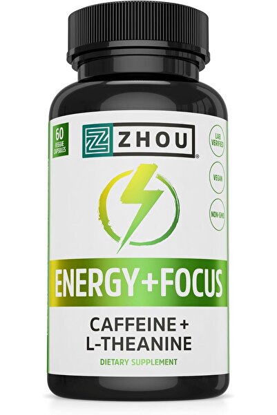 zhou Caffeine Energy + Focus with Theanine for Your Mind and Body and 1 Nootr...