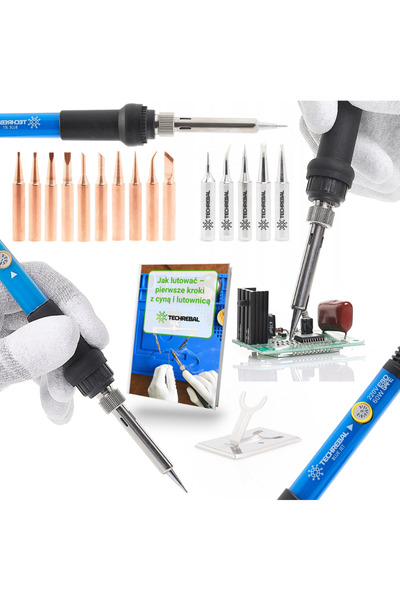 TECHREBAL Fier de lipit Blue Jet + 5 vârfuri + 10 vârfuri de cupru
