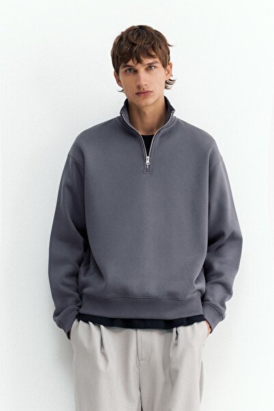 Pull & Bear Fermuarlı dik yaka sweatshirt