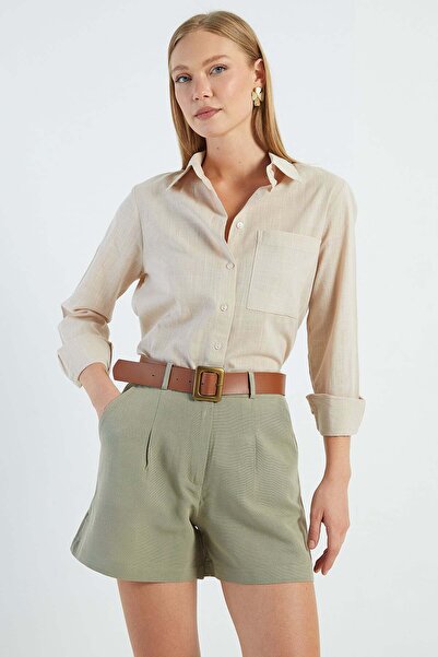Fulla Moda Pleated Belt Detailed Shorts