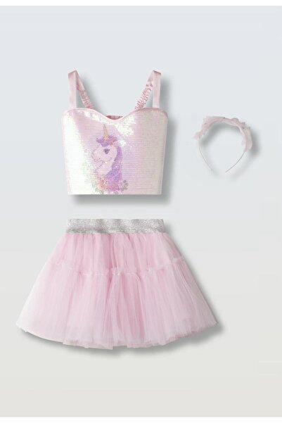 Evita Σετ φούστα κορίτσι 3τμχ. "Glamour unicorn" ροζ