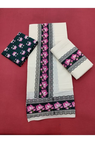 Generic Brand Ladies Mul Cotton Set Mundu with Blouse