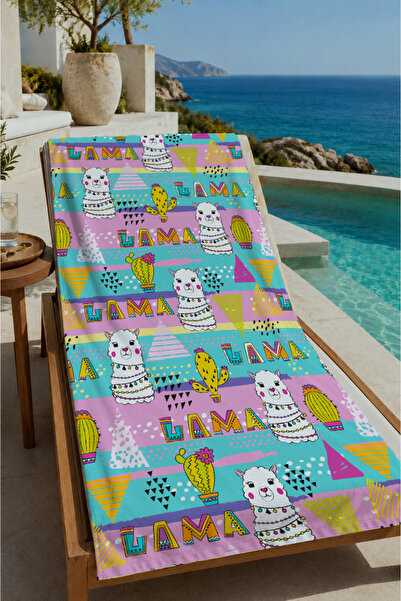 Evmila Colorful Ice Cream and Dessert Patterned 70X150 Beach Towel - Cotton B...