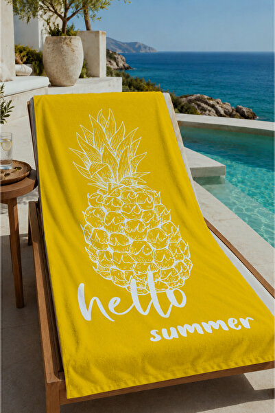 Evmila Žuti Hello Summer peškir za plažu sa ananas uzorkom 70x150 - pamučni p...