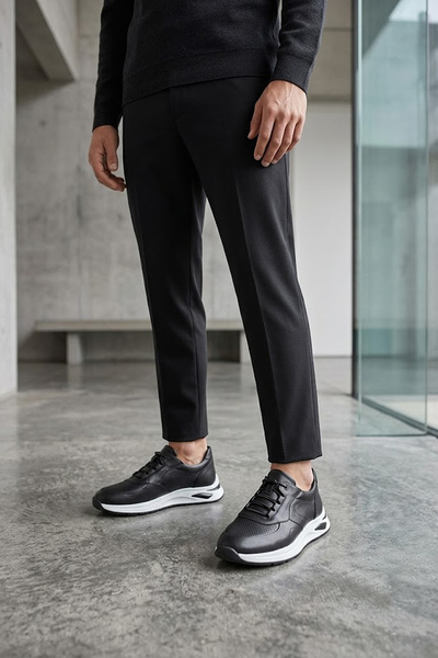 SOLMAZ 2048 Vardar Black Genuine Leather Men's Shoes