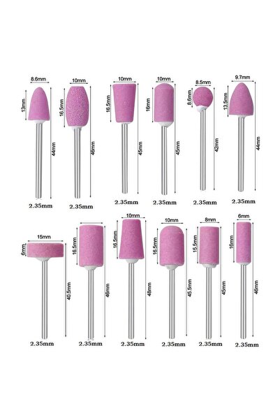 Titi 6591 Kalıpçı Mini Taşlama Seti Parmak Taş 12 Parça (Sap: 2.35 mm)