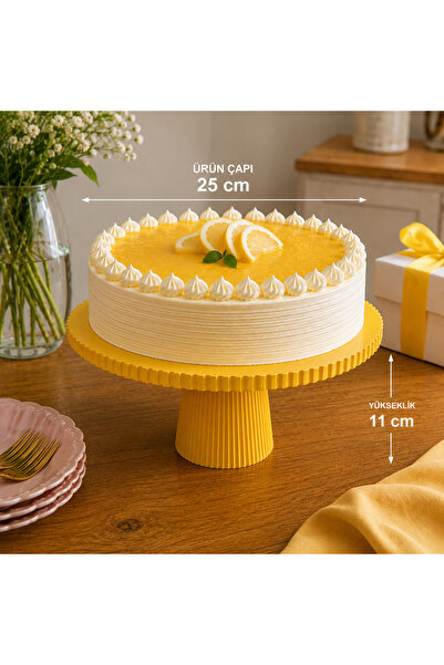 Mazaka Studio Cupcake Ayaklı Pasta Kek Muffin Standı Sarı - Çap 25 CM - Yükse...