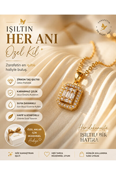 Nior lifestyle 1. Gold Baguette Stone Women's Necklace - Tarnish-Resistant St...